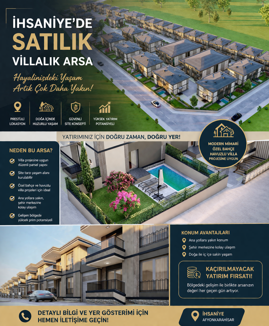 İHSANİYEDE SATILIK VİLLALIK ARSA H.K