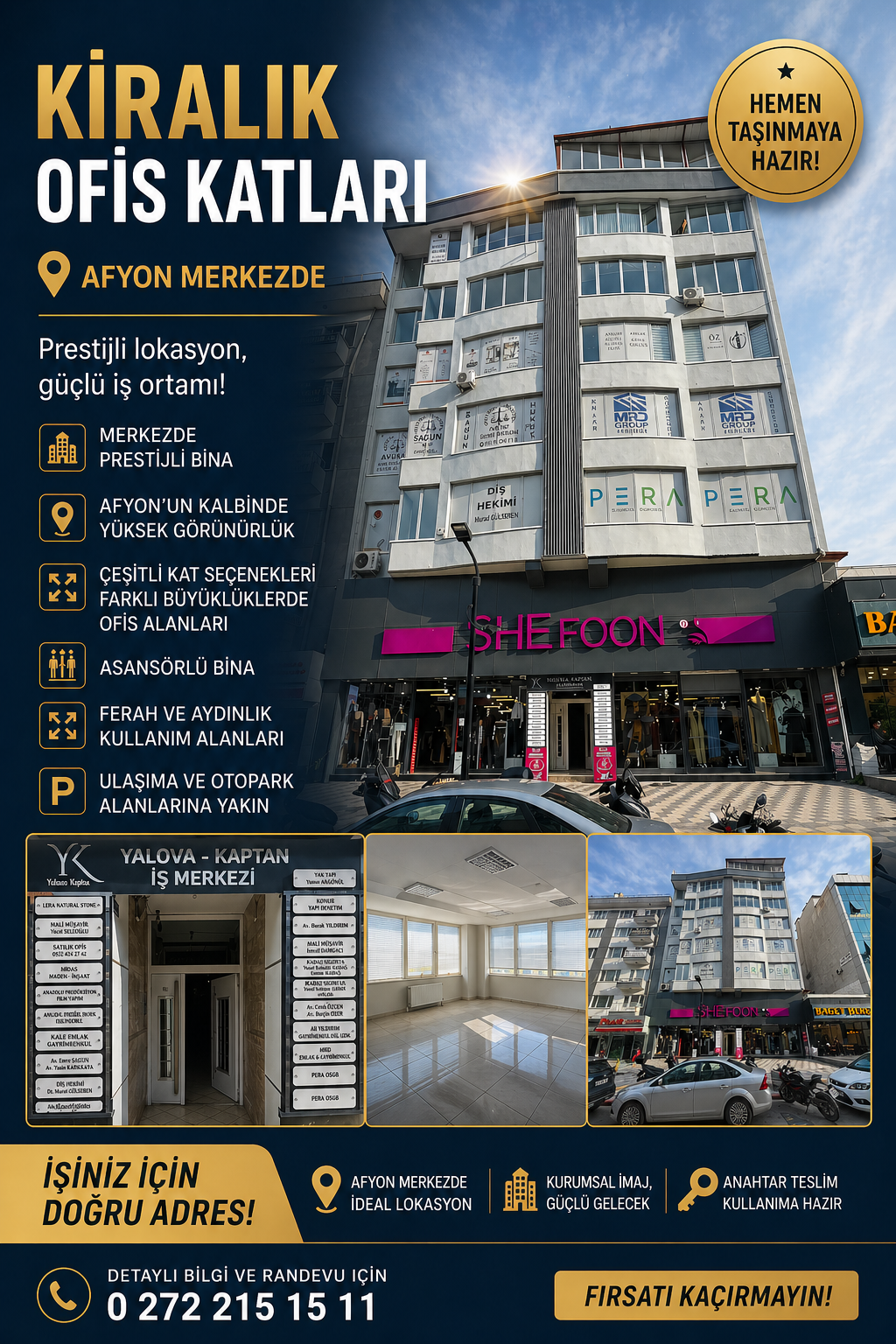 MERKEZ SEVGİ YOLU ÜZERİ 2+1 KİRALIK BÜRO-OFİS 2.KAT H.K